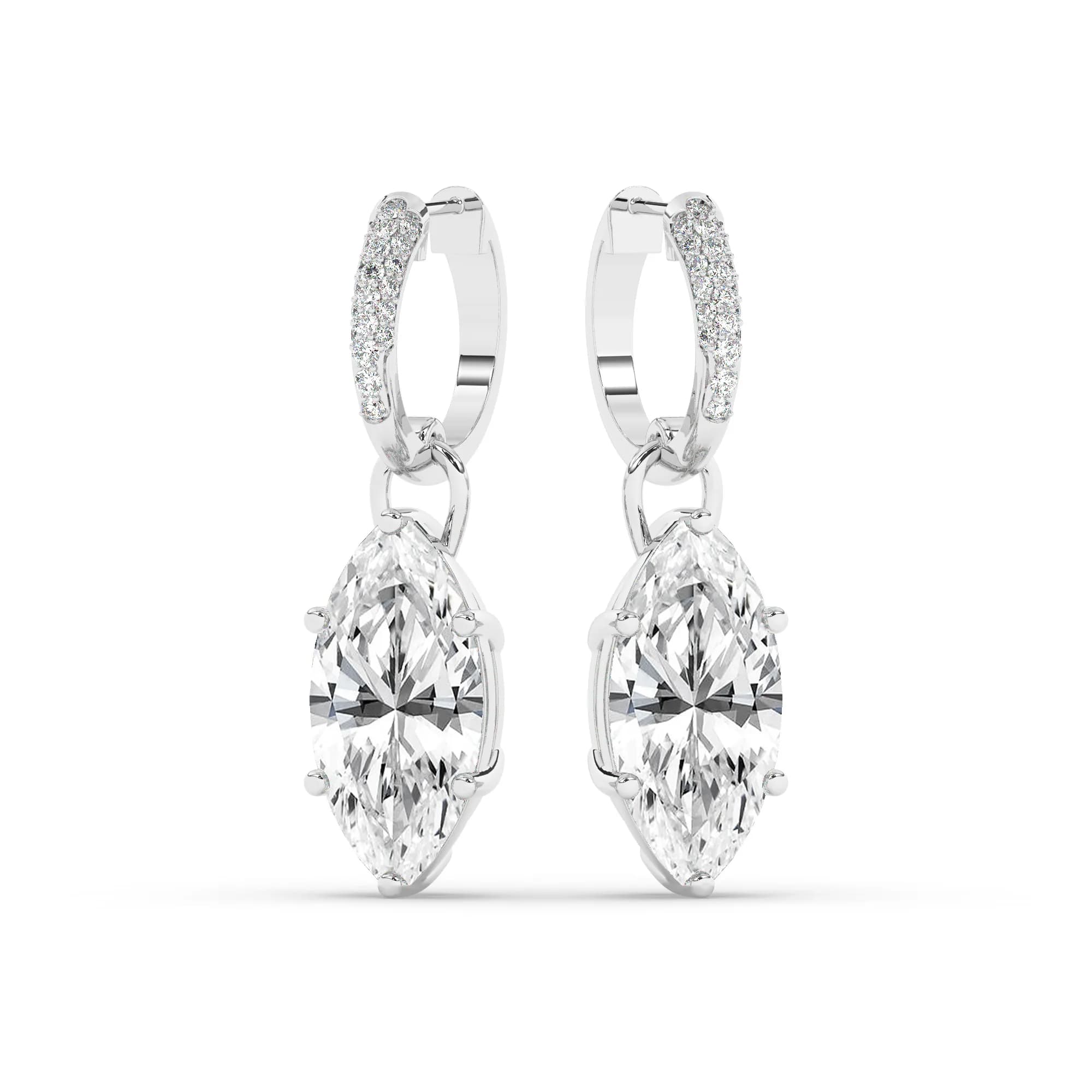 Natural Earrings in White Gold (Marquise)