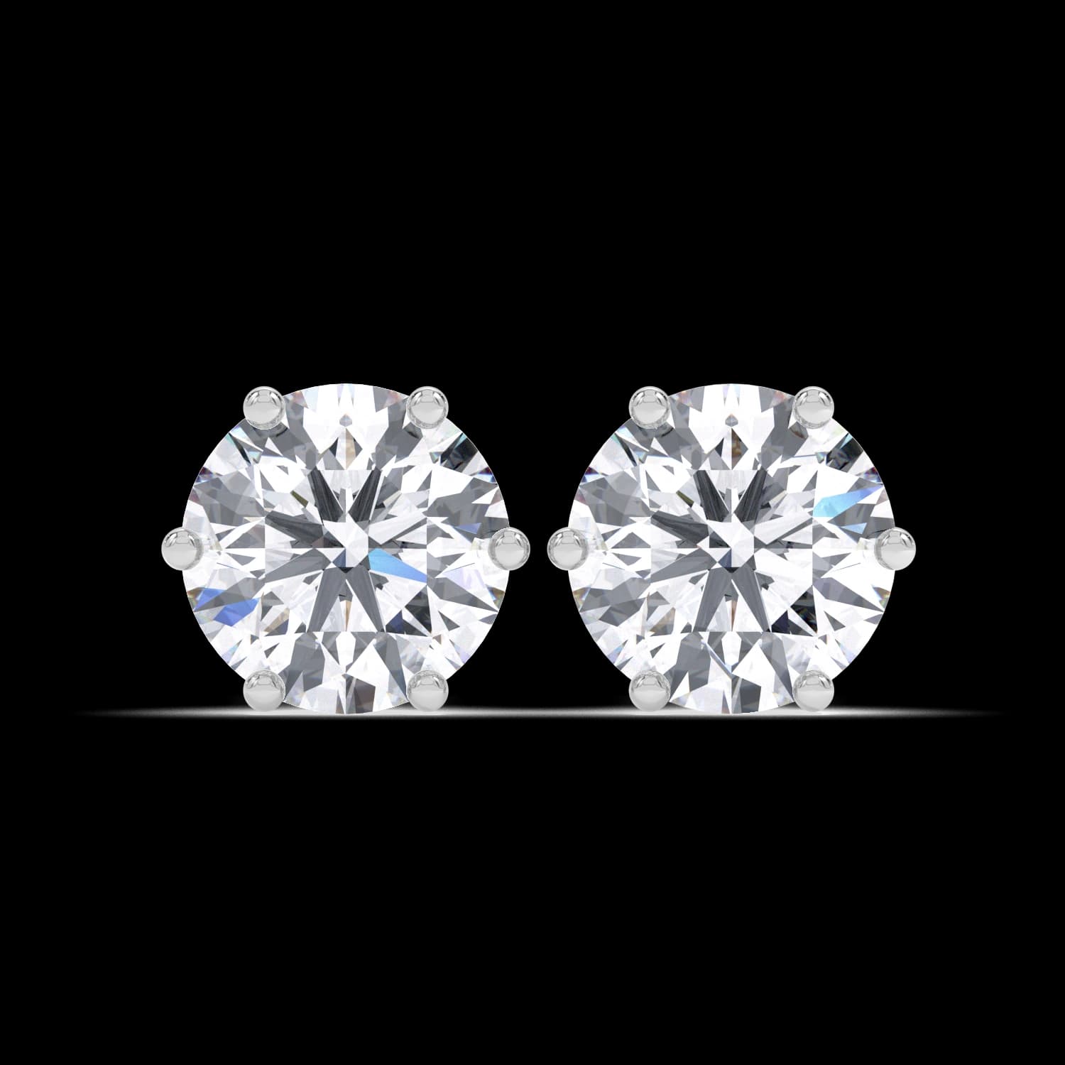 Natural Earrings in White Gold (Round)