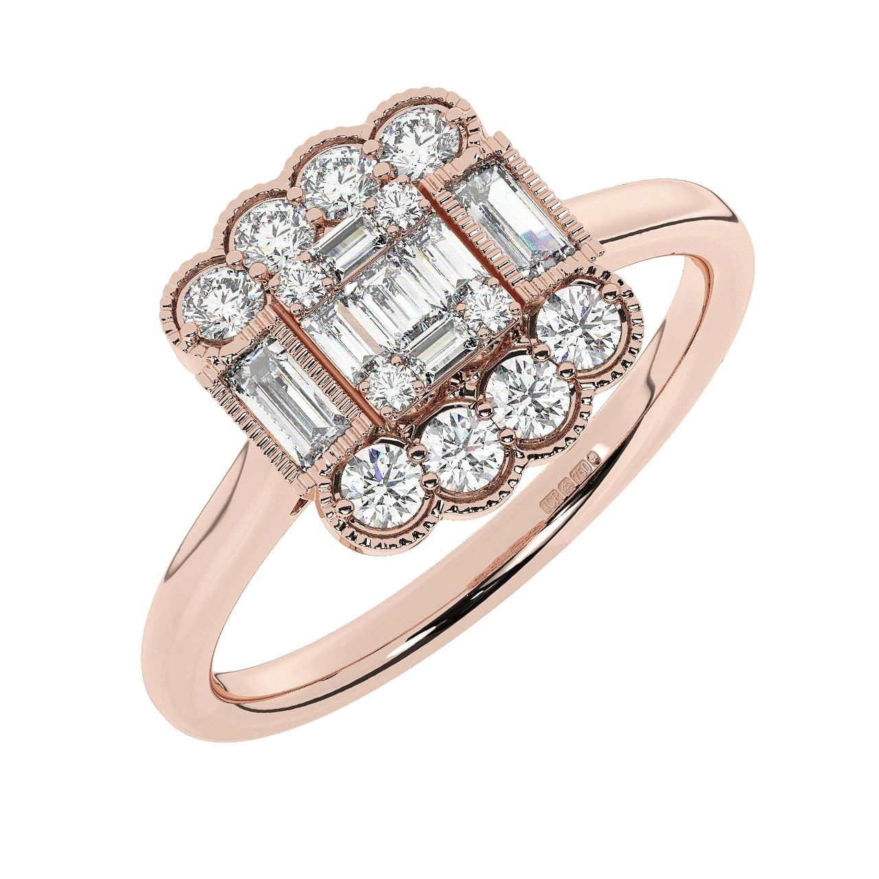 Natural Engagement Ring in Rose Gold