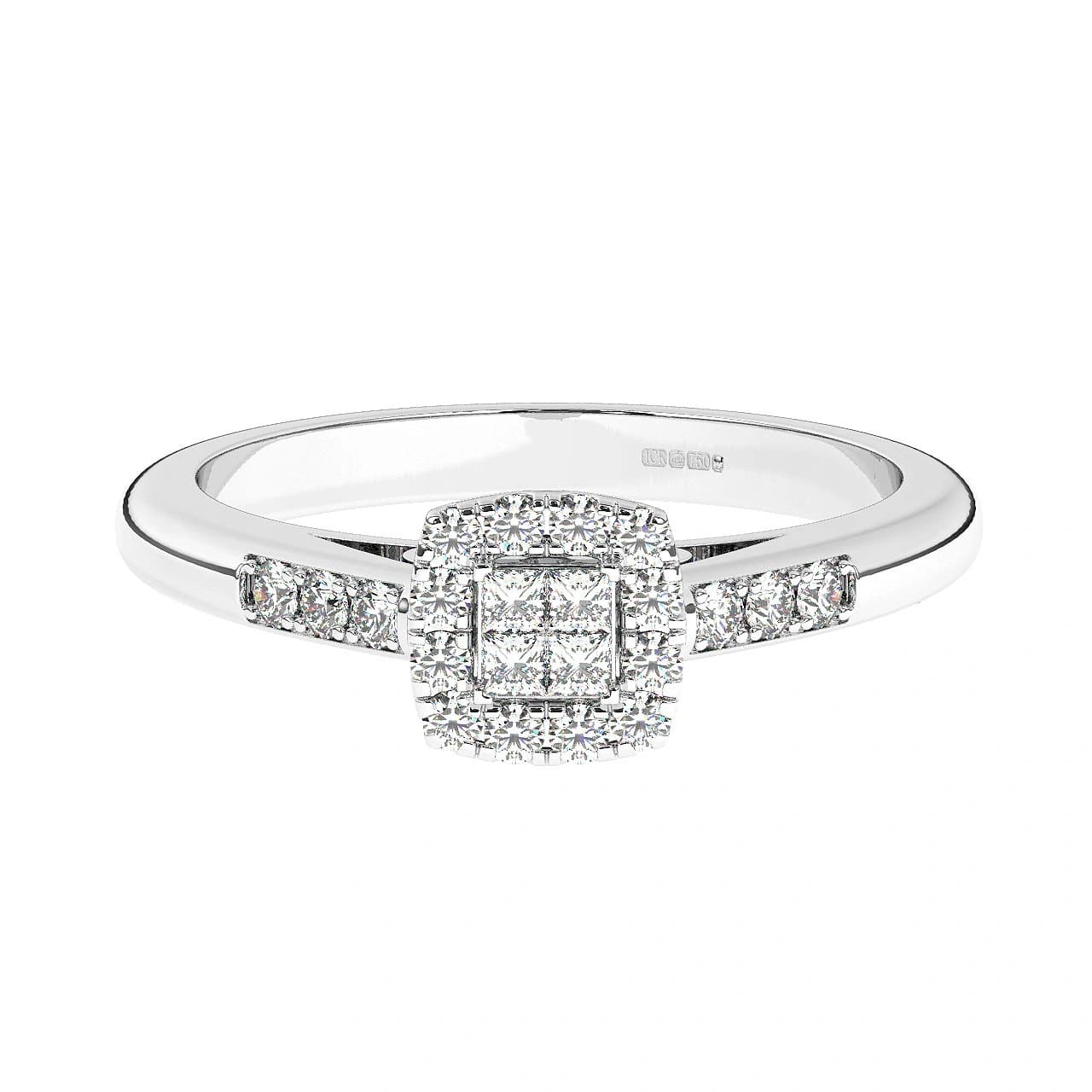 Natural Engagement Ring in White Gold