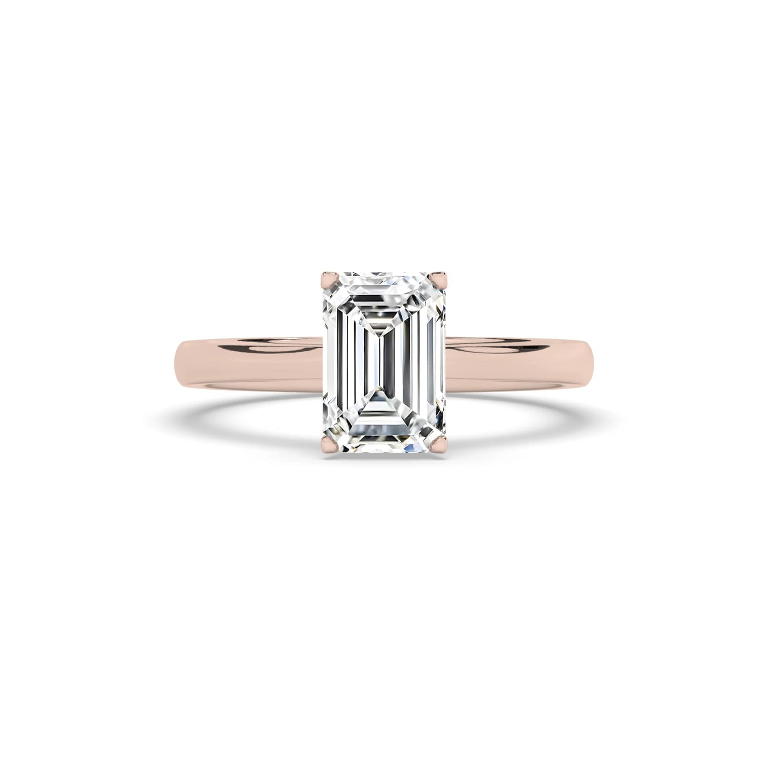 Natural Engagement Ring in Rose Gold (Emerald)