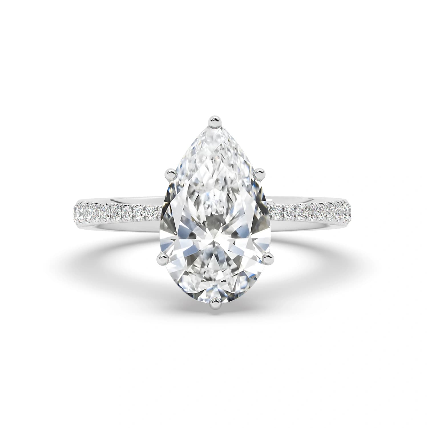Natural Engagement Ring in White Gold (Pear)